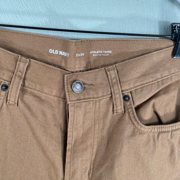 Old Navy Pants Men Size 31x30 Brown Athletic Taper Non-Stretch Flat Front Casual - Picture 9 of 11